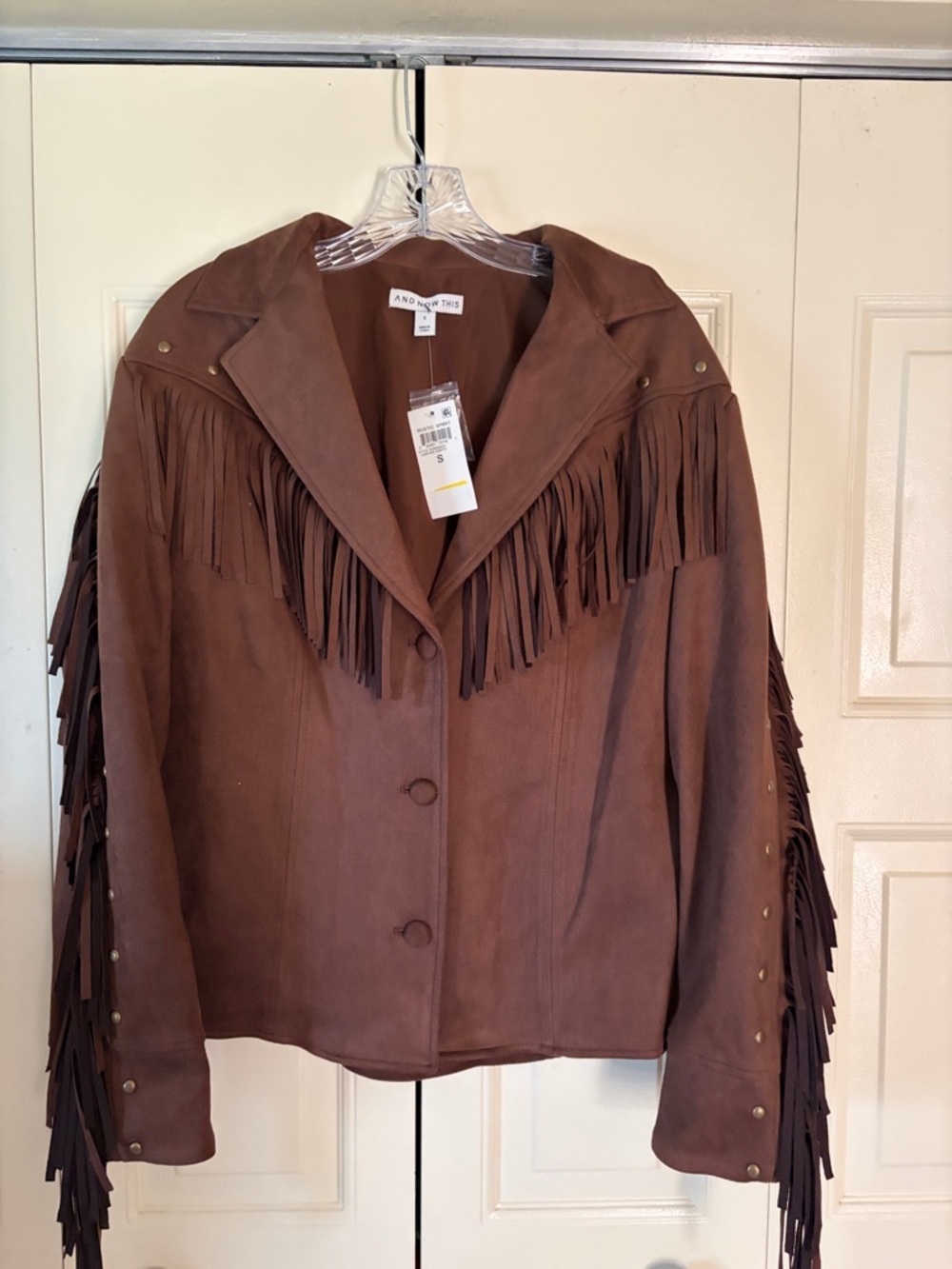 NWT Cowgirl Chic Fringe Faux Leather Western Rodeo Rustic Studded Americana SzS